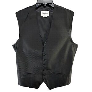 Philip Stuart Dress Vest M Black Button Front Classic Formal Suit Waistcoat Prom